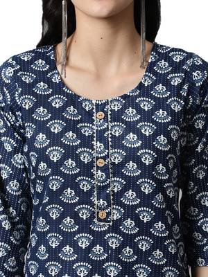 Blue printed cotton cotton-kurtis 5