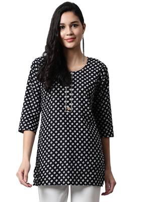 Black printed cotton cotton-kurtis 1