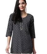 Black printed cotton cotton-kurtis