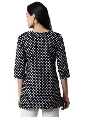 Black printed cotton cotton-kurtis 2