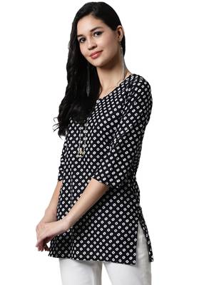 Black printed cotton cotton-kurtis 3