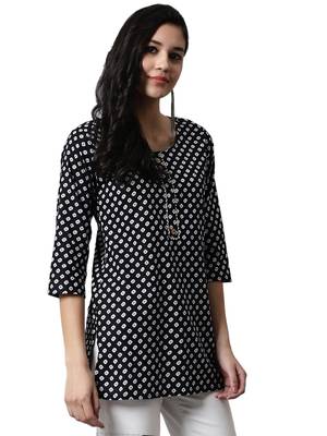 Black printed cotton cotton-kurtis 4