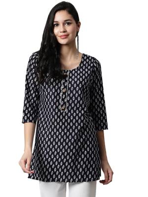 Black printed cotton cotton-kurtis 1