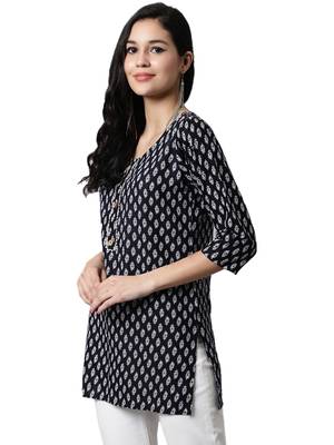 Black printed cotton cotton-kurtis 3