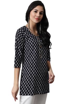 Black printed cotton cotton-kurtis 4