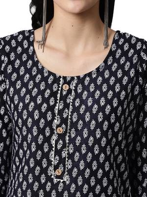 Black printed cotton cotton-kurtis 5