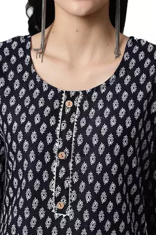 Black printed cotton cotton-kurtis