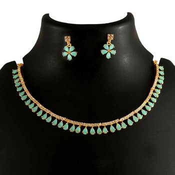 Turquoise Ethnic Design Necklace Set for Women with Designer Earrings 1