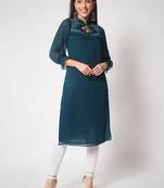 ARDITA Women Chiffon Embellished Kurti with Tassels Detailing