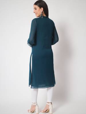 ARDITA Women Chiffon Embellished Kurti with Tassels Detailing 2
