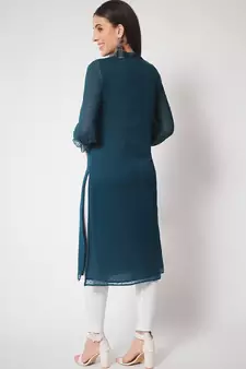 ARDITA Women Chiffon Embellished Kurti with Tassels Detailing