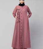 Nazneen Front open Contrast Embroidery Casual Abaya