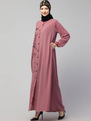 Nazneen Front open Contrast Embroidery Casual Abaya 2