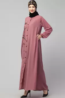Nazneen Front open Contrast Embroidery Casual Abaya