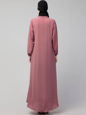 Nazneen Front open Contrast Embroidery Casual Abaya 3