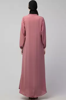 Nazneen Front open Contrast Embroidery Casual Abaya