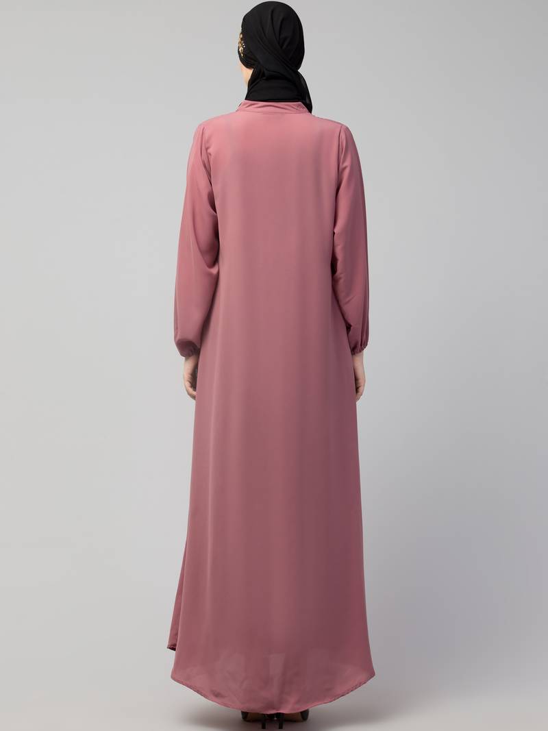 Nazneen Front open Contrast Embroidery Casual Abaya