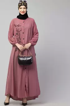 Nazneen Front open Contrast Embroidery Casual Abaya