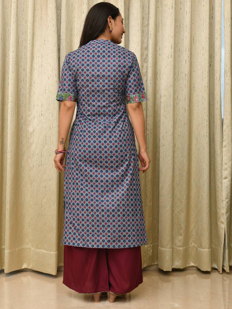 PRISHA PRINTED-SOLID SUIT SET