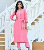 CORAL BLOSSOM KURTA-PANT SET