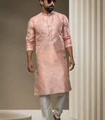 Pink embroidered jaquard kurta-pajama