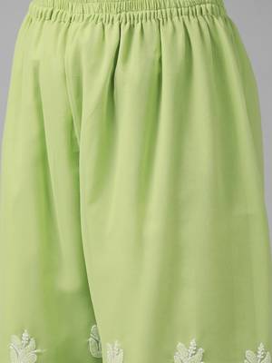 Ada Hand Embroidered Grass Green Georgette Lucknowi Chikankari Women Unstitched Suit Piece - A211216 5