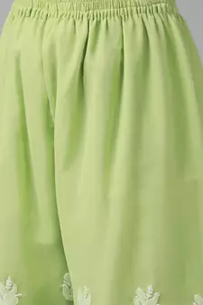 Ada Hand Embroidered Grass Green Georgette Lucknowi Chikankari Women Unstitched Suit Piece - A211216