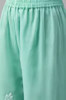 Hand Embroidered Sea Green Georgette Lucknowi Chikankari Women Unstitched Suit Piece