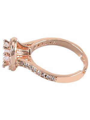 Valentine's Special Rose Gold Plated Elegant Classy CZ Crystal Adjustable Finger Ring for Men & Boys  4