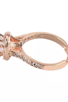 Valentine's Special Rose Gold Plated Elegant Classy CZ Crystal Adjustable Finger Ring for Men & Boys 