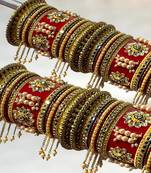 Gold Plated Traditional Bridal wear Bangles Set Of 2 Matching Bangles Set Wedding Chuda