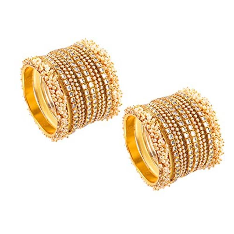 Set Of 20 Cubic Zirconia Gemstone-Studded Glossy Bangle Set