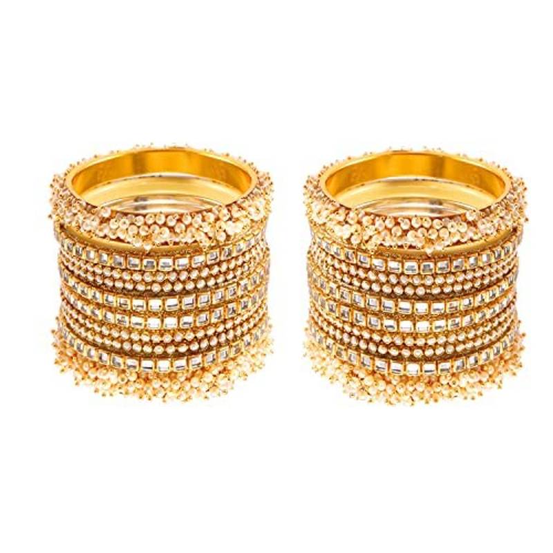Set Of 20 Cubic Zirconia Gemstone-Studded Glossy Bangle Set
