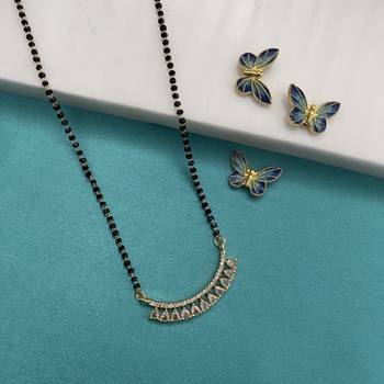 Gold cubic zirconia mangalsutra 1