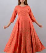 Women Printed Anarkali Kurta in Pink