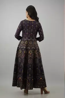 Embroidered Openfront Anarkali Kurta in Blue