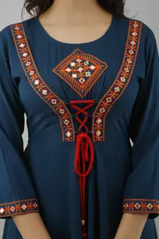Women Embroidered Anarkali Kurta in Dark Blue