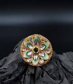 GREEN Color Gold Tone Traditional Kundan Finger Rings For Women- FR_124_G_70