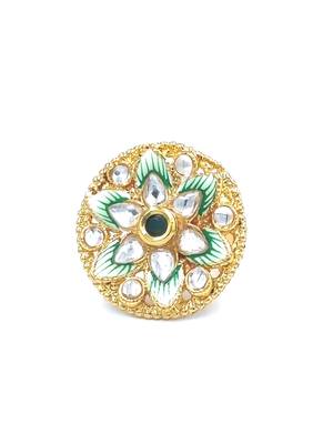 GREEN Color Gold Tone Traditional Kundan Finger Rings For Women- FR_124_G_70 2