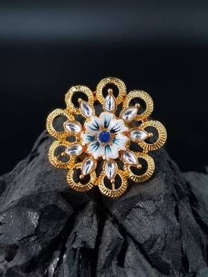  BLUE Color Gold Plated Ring for Women FR_125_BL_70 1