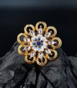  BLUE Color Gold Plated Ring for Women FR_125_BL_70
