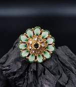 GREEN Color Gold Tone Traditional Kundan Finger Rings For Women- FR_127_G_70