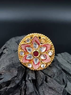 Traditional Ruby Cocktail Adjustable Stone Gold Plated Kundan Studded Cocktail  FR_132_R_70 1