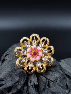 Traditional Ruby Cocktail Adjustable Stone Gold Plated Kundan Studded Cocktail  FR_133_R_70 1