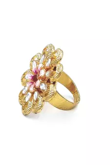 Traditional Ruby Cocktail Adjustable Stone Gold Plated Kundan Studded Cocktail  FR_133_R_70