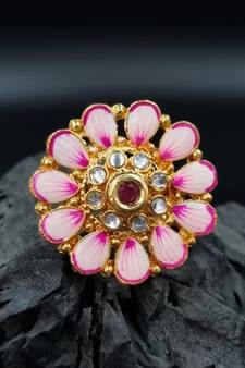 AARNAA Traditional Ruby Cocktail Adjustable Stone Gold Plated Kundan Studded Cocktail FR_138_R_70