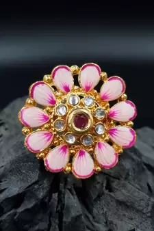 AARNAA Traditional Ruby Cocktail Adjustable Stone Gold Plated Kundan Studded Cocktail FR_138_R_70
