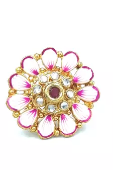 AARNAA Traditional Ruby Cocktail Adjustable Stone Gold Plated Kundan Studded Cocktail FR_138_R_70