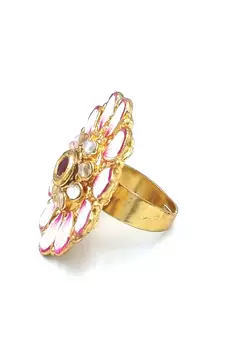 AARNAA Traditional Ruby Cocktail Adjustable Stone Gold Plated Kundan Studded Cocktail FR_138_R_70