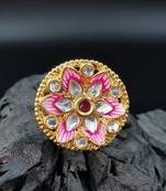 AARNAA Traditional Ruby Cocktail Adjustable Stone Gold Plated Kundan Studded Cocktail FR_139_R_70